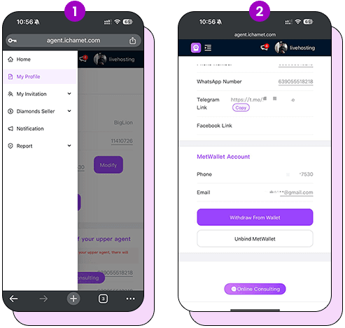 How to bind Metwallet as Chamet Agency for payouts
